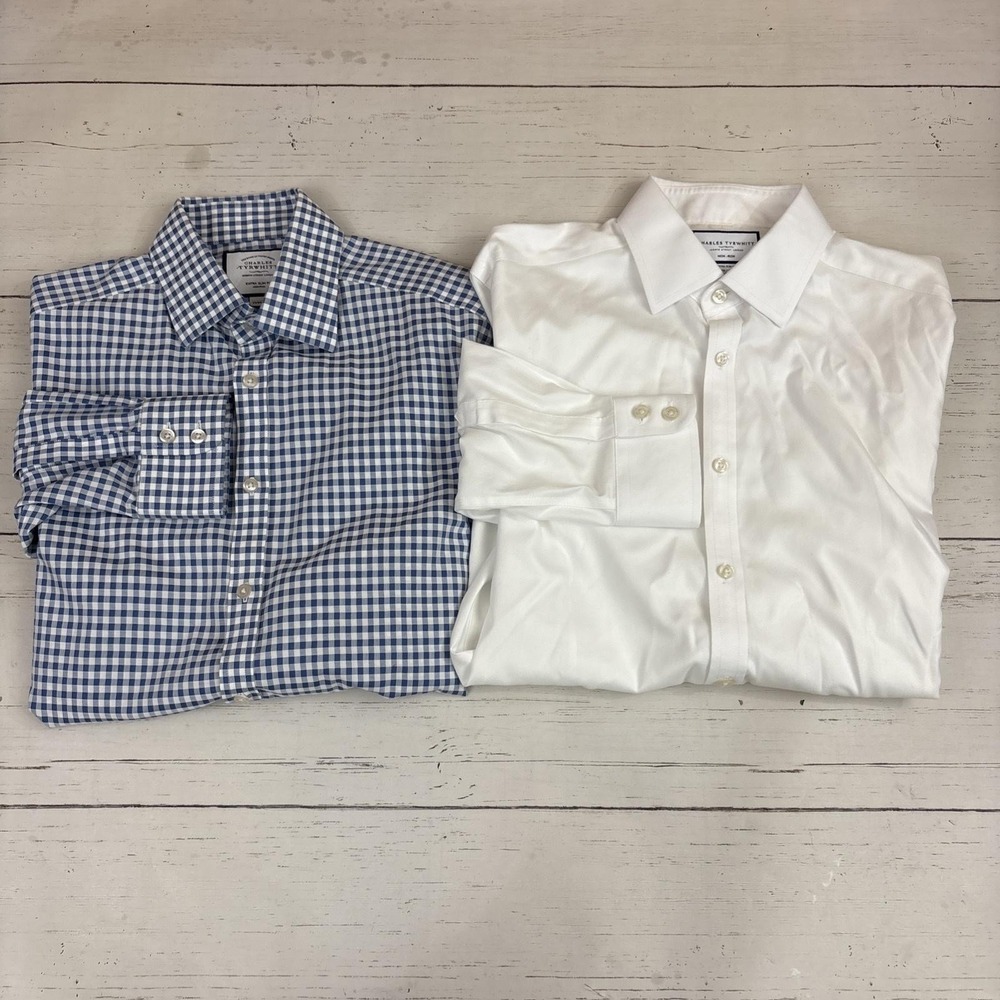 Charles Tyrwhitt Dress Shirt Extra Slim Fit Non Iron Lot Of 6 Mens 15.5 32/33 - Picture 4 of 16